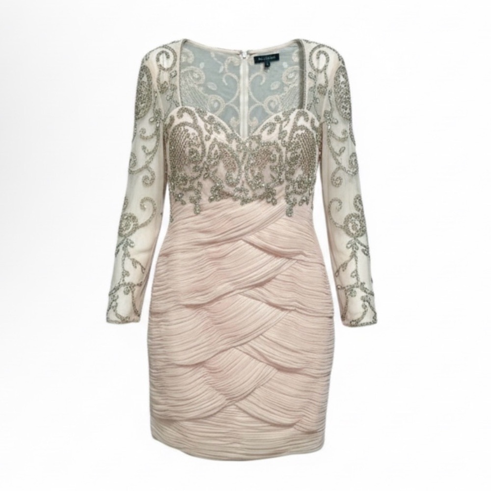 Nwt Jovani Light Pink Embellished Long Sleeve Dress Size 16